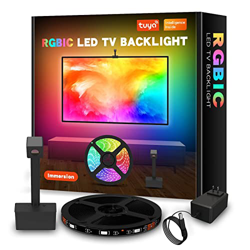 RISELY Retroiluminación LED De TV con Cámara, RGBIC Wi-Fi TV Retroiluminación LED con Aplicación Y Control De Voz, 16 Millones Colores,4 Modos Música  en oferta