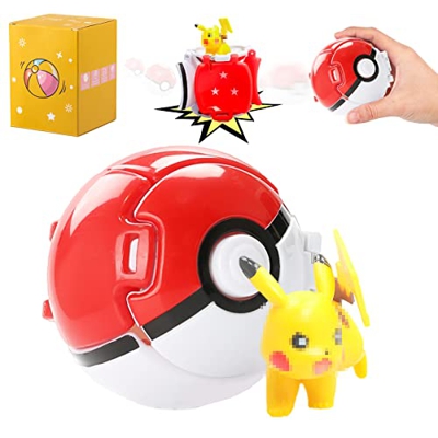 Poké Ball, Pokeballs con Figura, Juegos Bola Pokemone, Figura de Acción de Bola Juguete para Niños Niñas o Regalos de Cumpleaños para Niños 3 4 5 6 7 