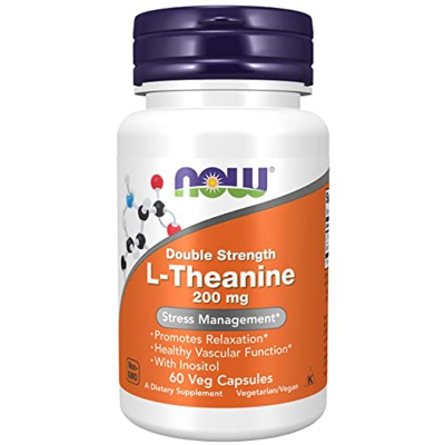 Now Foods L-Theanine, 200mg, 60 cápsulas Veganas, Aminoácido, Probado en Laboratorio, Sin Gluten, Sin Soja, No GMO