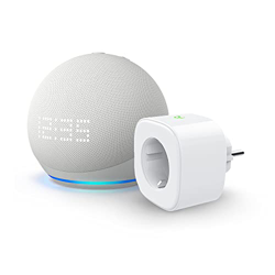 Nuevo Echo Dot (5.ª generación, modelo de 2022) con reloj, Blanco + Meross Smart Plug (enchufe inteligente WiFi), compatible con Alexa - Kit de inicio características