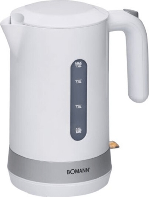 Bomann WK 5012 CB Hervidor de agua eléctrico, capacidad 1,8 litros, blanco plata, 2200W, 2200 W, 1.8 litros, Acero Inoxidable