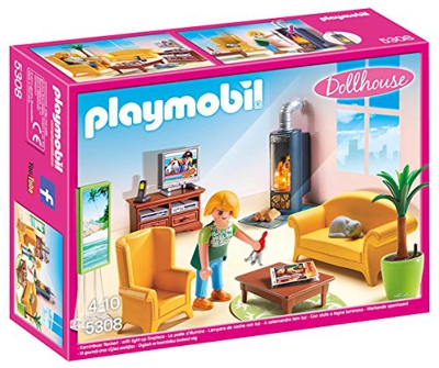 Playmobil- Living Room with Fireplace de Estar Sala de Estar con Fuego, Color (5308)