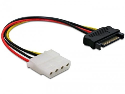 Power SATA/Molex Cable cable de transmisión Negro / Rojo 0,12 m, Adaptador