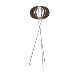 Single Light Floor Lamp In Dark Brown Wood And White Finish en oferta