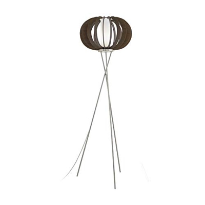 Single Light Floor Lamp In Dark Brown Wood And White Finish