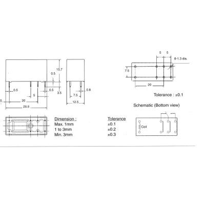 Relé unipolar de 12V , 24V Fixapart