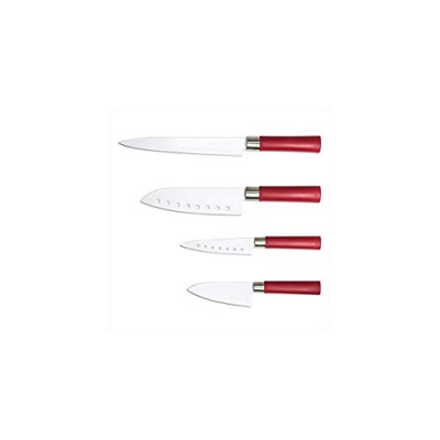 Juego de 4 cuchillos profesionales de estilo japonés para uso doméstico. Recubrimiento cerámico. Set de cuchillos Santoku de Cecotec.