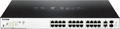 D-Link DGS-1100-26MP - Switch Smart Gigabit PoE+ 26 Puertos (24 10/100/1000 Mbps y 2 SFP), Altura 1U, indicado para Video vigilancia, VLAN automática,