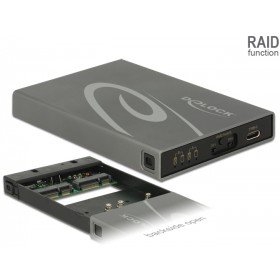 42590 caja para disco duro externo 2.5/3.5" Caja externa para unidad de estado sólido (SSD) Gris, Caja de unidades