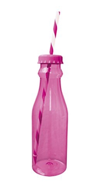 ZAK Soda Flasche mit Trinkhalm, 70 cl, fuchsia/weiss