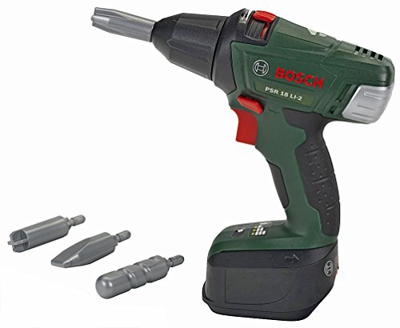 Kids Toy Bosch Screwdriver Electric Cordless Forward Reverse Motion Light Set