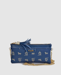 El Caballo - Cartera De Mano Mediana De Piel Azul Con Asa De Cadena Extraíble características