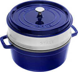 Staub Cocotte redonda con cesta de vapor 26 cm azul oscuro características