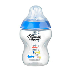 Tommee Tippee - Biberón Easi-Vent Tetina Silicona Closer To Nature Flujo Lento (260 Ml.) Decorado Niño Azul/transparente características