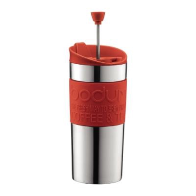 BODUM Travel French Press Coffee Maker, Vacuum, Small, 0.35 L - Red