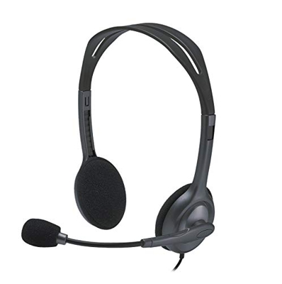 H111 Binaural Diadema Gris, Auriculares con micrófono