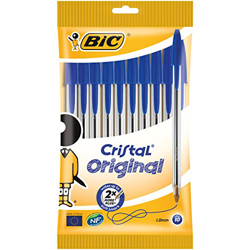 BIC Cristal Original - Caja de 10 unidades, bolígrafos punta media (1,0 mm), color azul precio