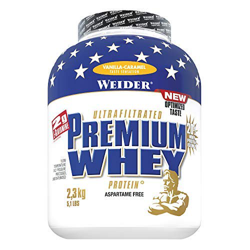 Weider Premium Whey, Vainilla y Caramelo - 2300 gr características