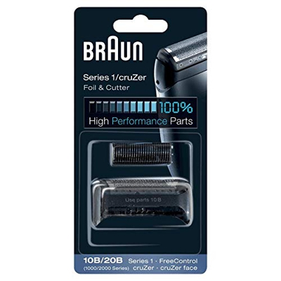 Braun 10B Pack de Recambio para Afeitadora Eléctrica Hombre Series 1/Freecontrol/CruZer con Láminas de Recambio y Portacuchillas, Negro