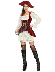 Disfraz pirata blanco y rojo mujer características