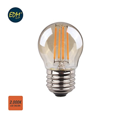 Bombilla esférica filamento LED cristal vintage 4,5w E27 2.000k EDM