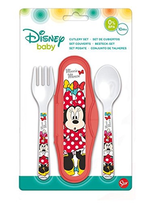 Disney Baby - Juego De Cubiertos Minnie Mouse Rojo