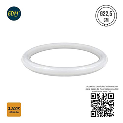 Tubo fluorescente circular LED 12w 1.000lumens 3.200k (equival. 22w) EDM en oferta