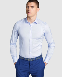 Joven - Camisa De Hombre Slim Lisa Azul a un precio más barato - Shoptize