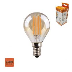 Bombilla esférica filamento LED cristal vintage 4,5w E14 2.000k EDM características