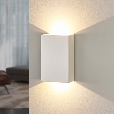 LED Lámpara de pared 'Fabiola' (Moderno) en Blanco hecho de Cerámica, Arcilla, Yeso e.o. para Salón & Comedor (2 llamas, A+) de LAMPENWELT | aplique L