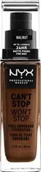 NYX Make-up Can't Stop Won't Stop 24-Hour Foundation 22.3 - Walnut (30ml) características