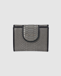 Pierre Cardin - Cartera Mediana De Mujer En Gris Con Grabado Piel Serpiente en oferta