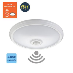 Aplique de superficie LED con sensor y luz de emergencia 16W EDM Fría 6400K en oferta