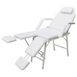 Silla de masaje y tratamiento con apoyo para piernas ajustable, blanca precio