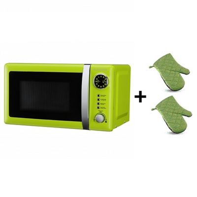 Pack Microondas Jocel JMO001337, 20 Litros, Verde, 800 w + juego 2 manoplas