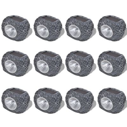 Foco decorativo solar LED enForma de piedras, para el jardín, 12 uds. en oferta