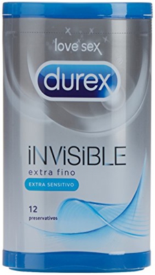 Durex Preservativos Invisible Extra lubricados 12 unidades