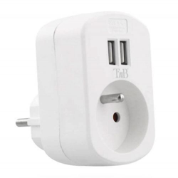 Cargador T'nB 2 en 1 2.4A AC USB Blanco características