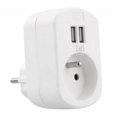 Cargador T'nB 2 en 1 2.4A AC USB Blanco