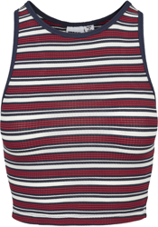 Urban Classics Ladies Rib Stripe Cropped Top white/navy/fire red (TB1931-1244) en oferta