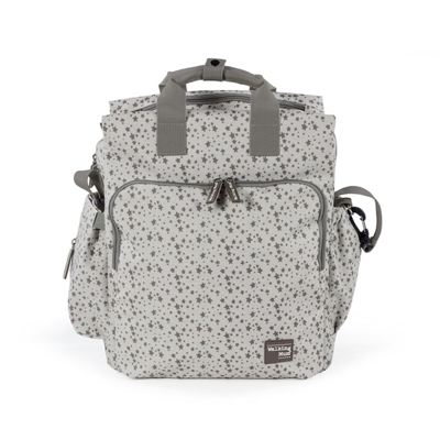 Walking Mum - Mochila Canastilla/Cambiador Stars Be Gris