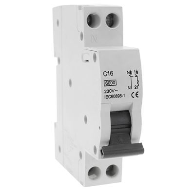 Interruptor automático magnetotérmico BeMatik DPN 1P+N 16A 6kA