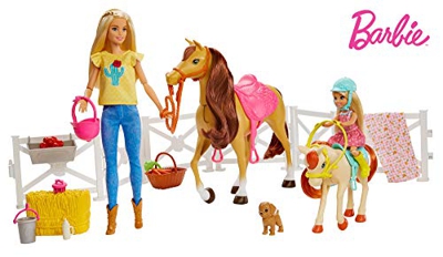 Mattel- Muñecas Barbie y Chelsea con Caballos y Accesorios FHX15, Multicolor