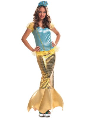 Disfraz sirena dorado mujer