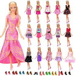 Miunana mucho 22 ARTICULOS: 12 Piezas Vestido Fashion Falda Mini Fiesta Ropas Casual + 10 Zapatos Accesorios como Regalo Estilo al Azar para Barbie Mu en oferta