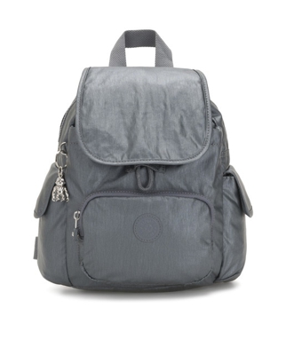 Kipling - Mochila De Mujer Con Llavero Y Múltiples Compartimentos En Gris Metalizado