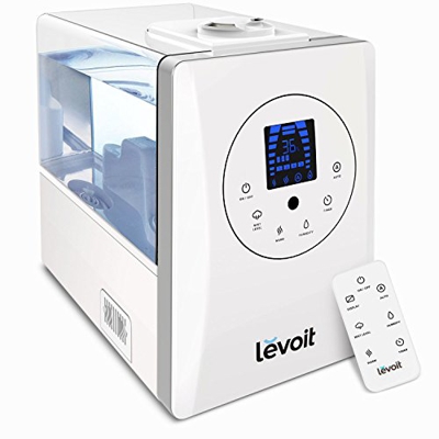 Levoit Humidificador Ultrasónico 6L Bebé de Vapor Caliente y Frío, Difusor de Aroma, 3 Niveles Ajustables, Monitor de Humedad, Control Remoto y Tempor