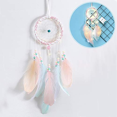 gotyou Atrapasueños Dreamcatcher Decoration Hecho A Mano,Pared DecoracióN de Pared con LáMpara de Noche,para Dormitorio, HabitacióN de Los NiñOs, Deco