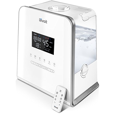 Levoit Humidificador Ultrasónico 5,5L Bebés de Vapor Caliente y Frío, Difusor de Aroma, 5 Niveles Ajustables, Monitor de Humedad, Control Remoto y Tem