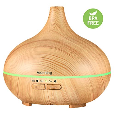 VicTsing Humidificador Aromaterapia Ultrasónico, Difusor de Aceites Esenciales 150ml, 7-Color LED, Seguro y Elegante, acrilonitrilo butadieno estireno